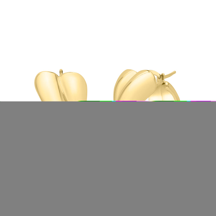 14K Yellow Gold Crossover Hoop Earrings with Hinged Clasp