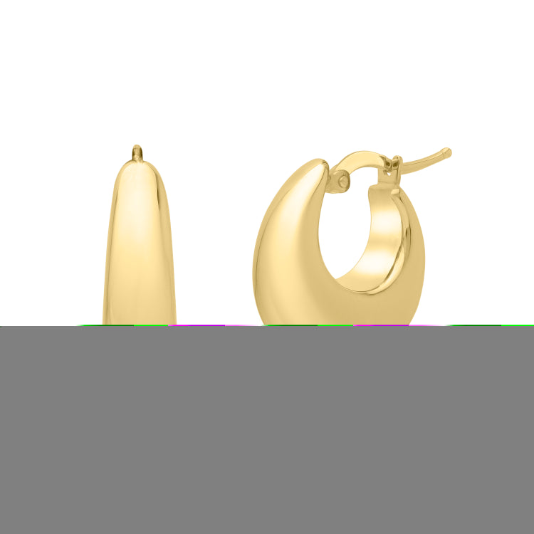 14K Yellow Gold Medium Tapered Hoop Earrings with Hinged Clasp