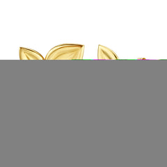 14K Yellow Gold Cherry Leaf & Freshwater Pearl Drop Studs with Push Back Clasp