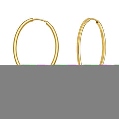14K Yellow Gold Oval Hoop Fancy Earrings with Endless Clasp with Oval Freshwater Pearl