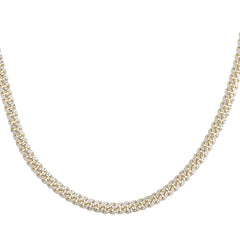 14K Yellow Gold 6mm Pave Classic Miami Cuban 22 Chain Necklace with Box with Both Side Figure 8 Clasp