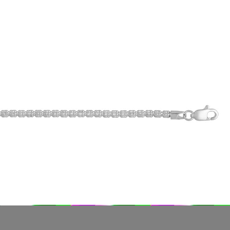 14K White Gold 2.74mm Fancy 18 Ice Chain Necklace with Lobster Clasp