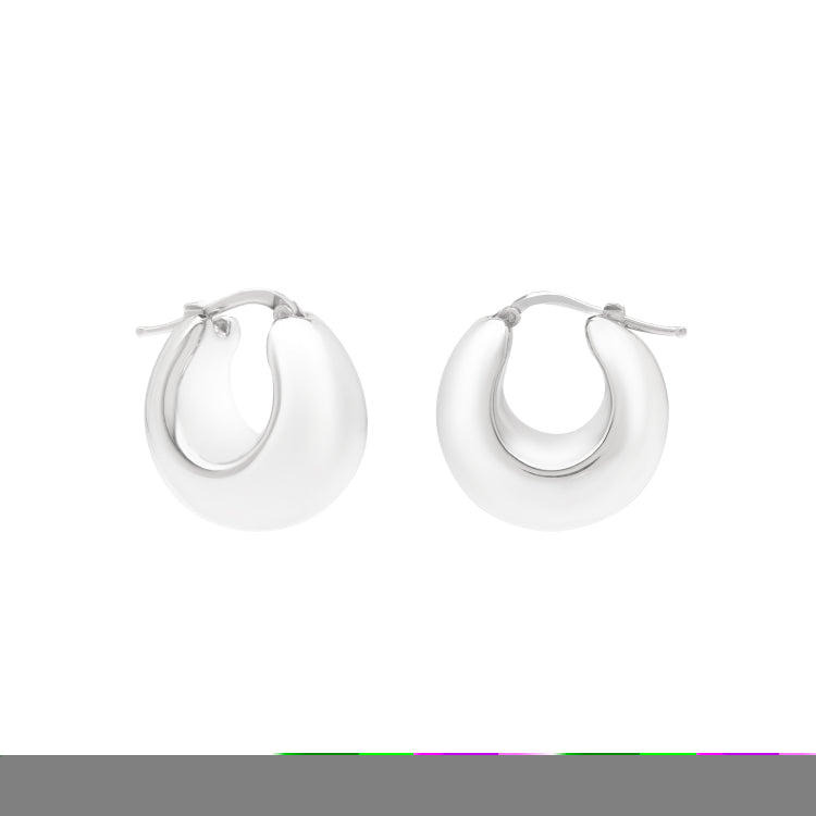 Sterling Silver Polished Large Graduated Hoop Earrings with Hinged Clasp