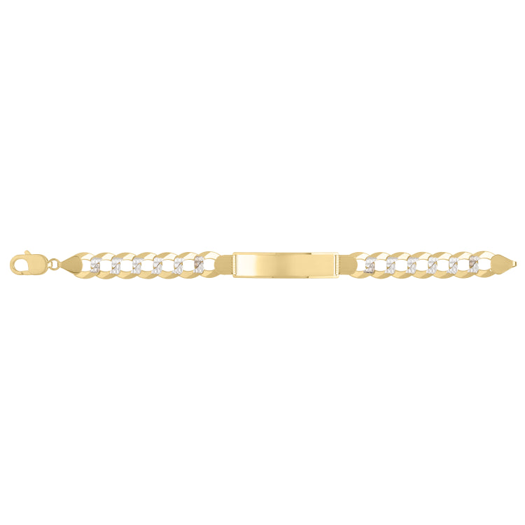 14K Yellow Gold Pave Curb ID 8.5 Bracelet with Lobster Clasp