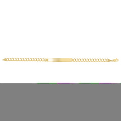 14K Yellow Gold Curb ID 7 Bracelet with Lobster Clasp