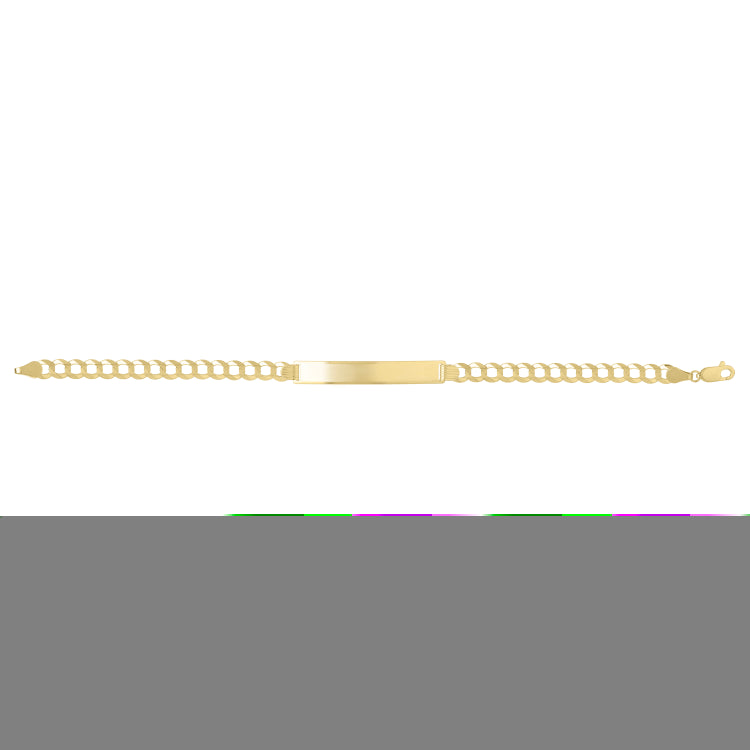 14K Yellow Gold Curb ID 8 Bracelet with Lobster Clasp