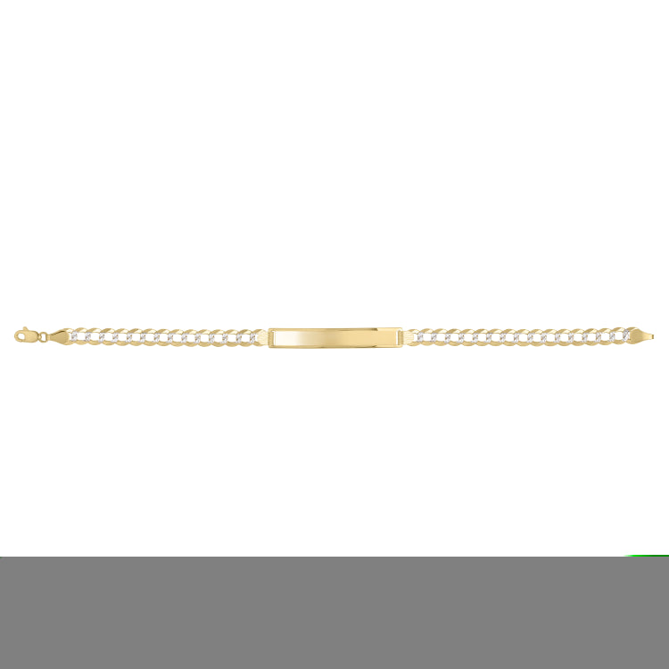 14K Yellow Gold Pave Curb ID 8 Bracelet with Lobster Clasp