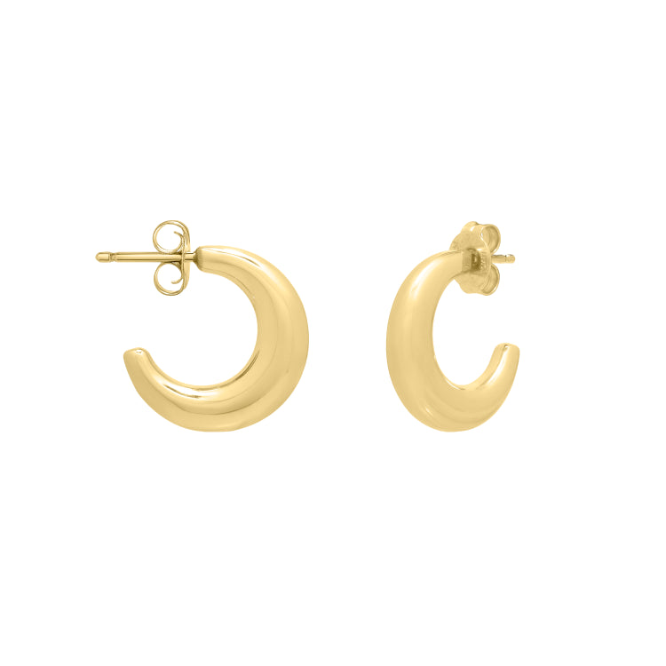 14K Gold Puffy C Hoops with Push Back clasp