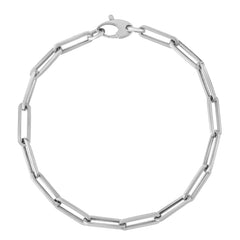 10K White Gold 4.2mm 7.5 Paperclip Chain Bracelet with Lobster Clasp