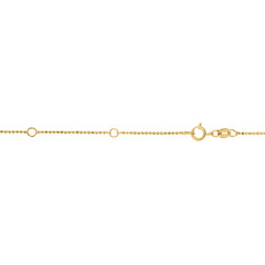 10K Yellow Gold .9mm Diamond Cut Double Extendable Bead Chain with Spring Ring Clasp. Total length 18 with jump ring at 16 and 17.