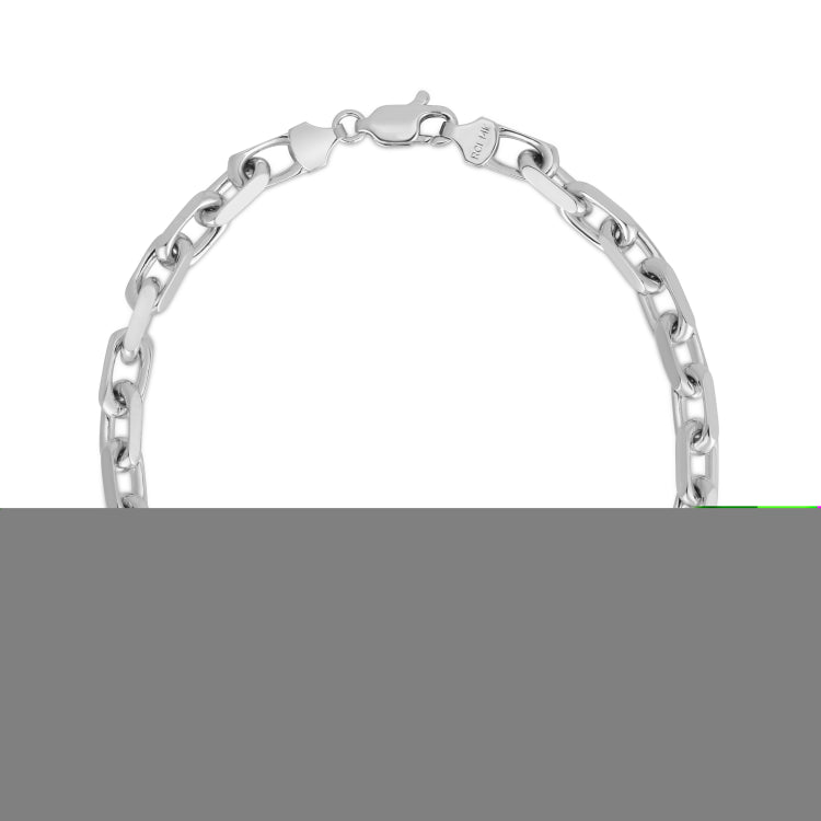 Sterling Silver 6.12mm 8.25 French Cable Chain Bracelet with Lobster Clasp. Item is rhodium plated.