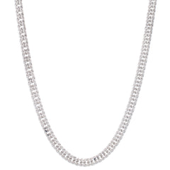 Sterling Silver 6.7mm 8.5 Flat Miami Cuban Chain Bracelet with Lobster Clasp. Item is rhodium plated.