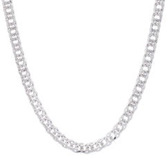 Sterling Silver 7.8mm 22 Flat Miami Cuban Chain Necklace with Lobster Clasp. Item is rhodium plated.