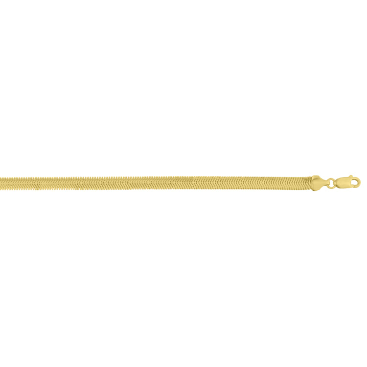 14K Yellow Gold 20 5.3mm Oval Snake Chain Necklace with Lobster Clasp.