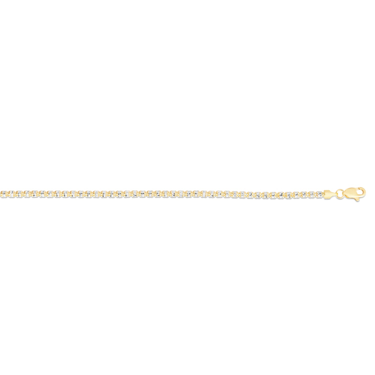 10K Two-tone Gold 18 2.7mm Fancy Ice Chain Necklace with Lobster Clasp