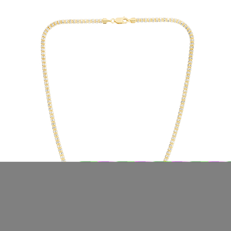 10K Two-tone Gold 16 3.3mm Fancy Ice Chain Necklace with Lobster Clasp