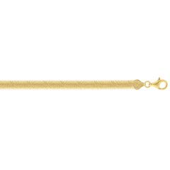 Sterling Silver (Yellow Gold Plated) 7 6.4mm Oval Snake Chain Bracelet with Lobster Clasp.