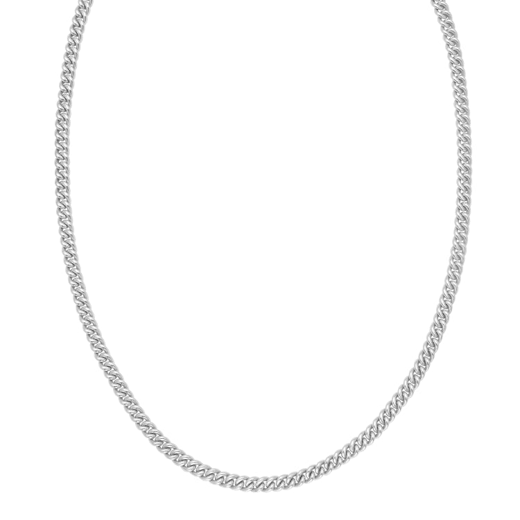 Sterling Silver 20 5.3mm Vintage Puffed Miami Cuban Chain Necklace with Lobster Clasp. Item is rhodium plated.