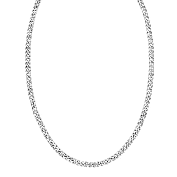 Sterling Silver 24 6.1mm Vintage Puffed Miami Cuban Chain Necklace with Lobster Clasp. Item is rhodium plated.