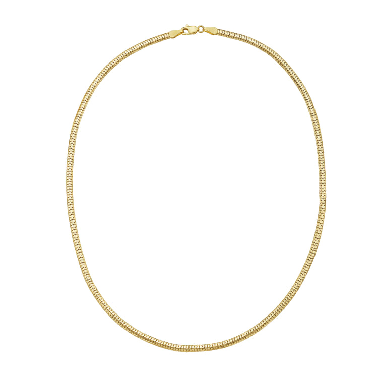 14K Yellow Gold 3.3mm 18 Polished Lite Oval Snake Chain Necklace with Lobster Clasp