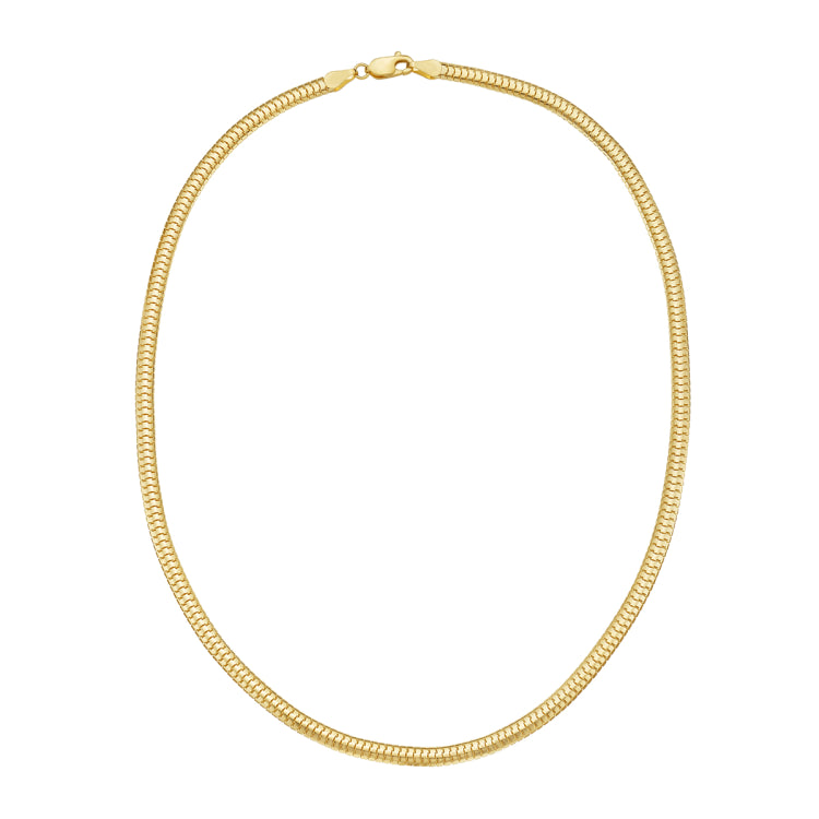14K Yellow Gold 4.5mm 7.5 Polished Lite Oval Snake Chain Bracelet with Lobster Clasp