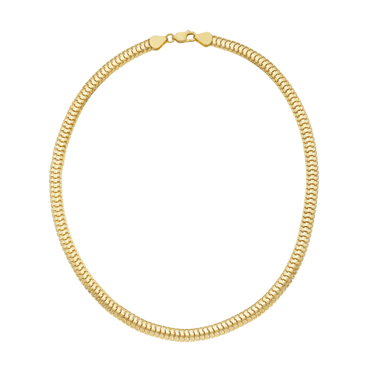 14K Yellow Gold 6.5mm 20 Polished Lite Oval Snake Chain Necklace with Lobster Clasp