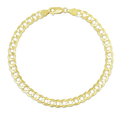 14K Yellow Gold 4.7mm Comfort Curb 7 Chain Bracelet with Lobster Lock