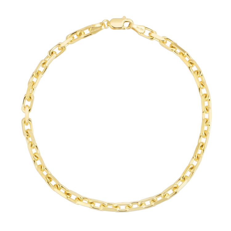 10K Yellow Gold 8.25 3.55mm French Cable Chain Bracelet with Lobster Clasp