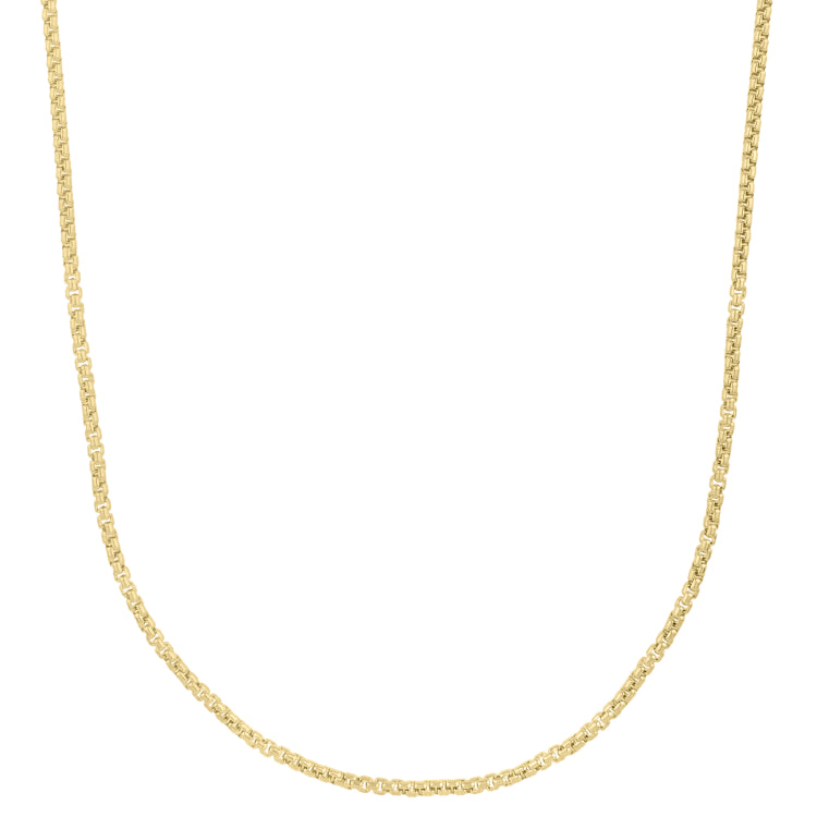 10K Yellow Gold 2.5mm 24 Solid Round Box Chain with Lobster Clasp
