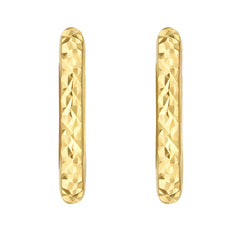 14K Yellow Gold Diamond Cut/Textured Huggie Earrings with Snap Clasp