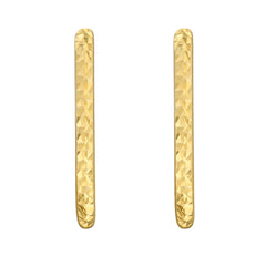 14K Yellow Gold Diamond Cut/Textured Oval Hoop Earrings with Snap Clasp