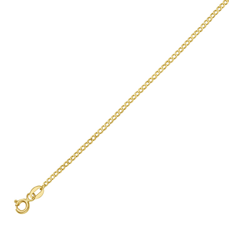 14K Yellow Gold 1.8mm 16 Comfort Curb Chain Necklace with Spring Ring Clasp