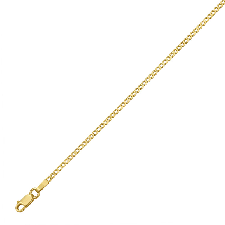 14K Yellow Gold 2.2mm 20 Comfort Curb Chain Necklace with Lobster Clasp