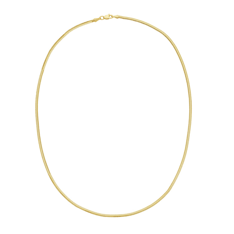 14K Yellow Gold 2mm 20 Oval Snake Chain Necklace with Lobster Clasp