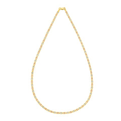 14K Tricolor Gold 18 2.5mm Pave Valentino Chain Necklace with Lobster Clasp
