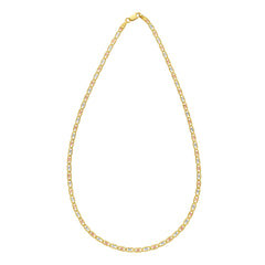 14K Tricolor Gold 20 3mm Pave Valentino Chain Necklace with Lobster Clasp
