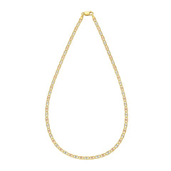 14K Tricolor Gold 20 3.5mm Pave Valentino Chain Necklace with Lobster Clasp