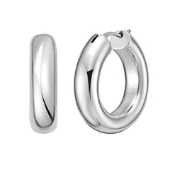 Sterling Silver Round Hoop Earring with Hinged Clasp