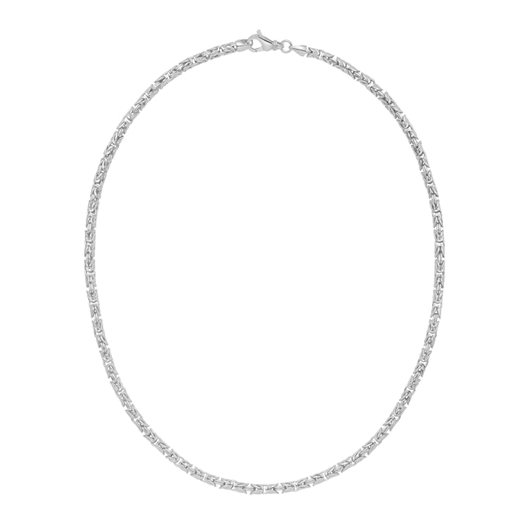 Sterling Silver 8 4.1mm Solid Round Byzantine Chain with Pear Shaped Lobster Clasp