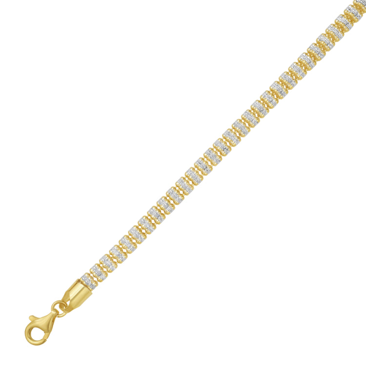 Silver with Gold Plating 24 Fancy Ice Chain with Pear Shaped Lobster Clasp
