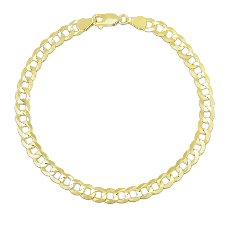 14K Yellow Gold 5.7mm Comfort Curb 7 Chain Bracelet with Lobster Lock