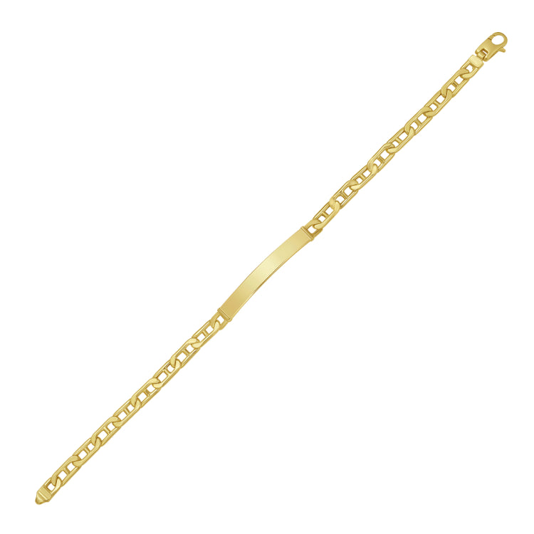 14K Yellow Gold Polished Men's Mariner ID Bracelet with Lobster Clasp