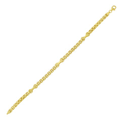 14K Yellow Gold 8.5 Polished Hardware Round Box Link Chain Bracelet with Lobster Clasp
