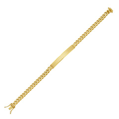 14K Yellow Gold 8 Polished 6mm Lite Miami Cuban ID Bracelet with Box Clasp (Both Side Push + Figure 8)
