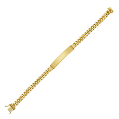14K Yellow Gold 8 Polished 6.6mm Lite Miami Cuban ID Bracelet with Box Clasp (Both Side Push + Figure 8)
