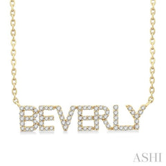 1/4 Ctw 'BEVERLY' Block Name Round Cut Diamond Necklace in 10K Yellow Gold