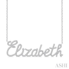 3/8 Ctw 'Elizabeth' Script Name Round Cut Diamond Necklace in 10K White Gold