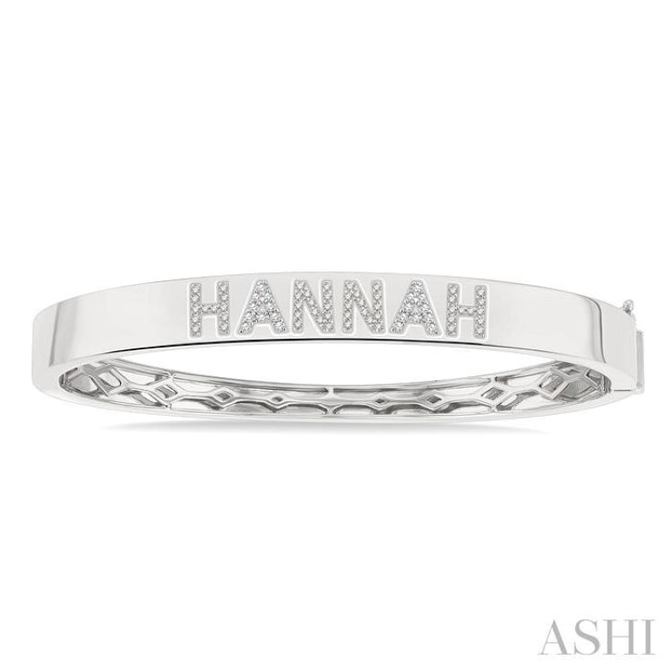 1/4 Ctw 'HANNAH' Block Name Single Cut Diamond Bangle in 10K White Gold