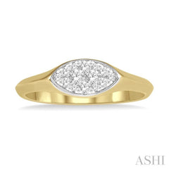 1/5 Ctw Marquise Shape Lovebright Round Cut Diamond Ring in 14K Yellow and White Gold