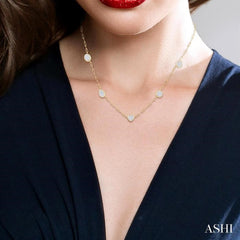 3/4 Ctw Lovebright Mixed Shape Mount Round Cut Diamond Station Necklace in 14K Yellow and White Gold